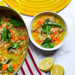 Orzo Soup with Sausage and Spinach