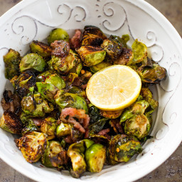 Oven Bacon Brussels Sprouts with Balsamic Vinegar