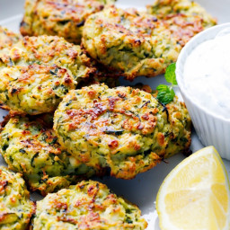 OVEN BAKED ZUCCHINI AND FETA FRITTERS