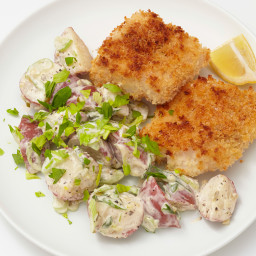 Oven-Fried Fish with Potato Salad