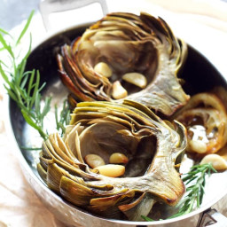 Oven Roasted Artichokes with Roasted Garlic Butter