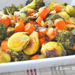 Oven-Roasted Brussels Sprouts, Carrots, Broccoli and Italian Bacon