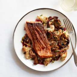 Oven-Roasted Salmon with Cauliflower and Mushrooms