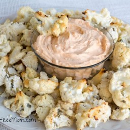Oven Fried Ranch Cauliflower Bites with Dean's Buffalo Ranch Dip