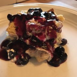 Overnight Blueberry French Toast with Blueberry Sauce