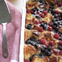 Overnight Breakfast Berry Bake with Caramel Syrup