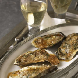Oysters Grilled with Roasted Garlic Butter and Romano Recipe