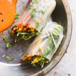 Pad Thai Spring Rolls with Red Curry Peanut Sauce