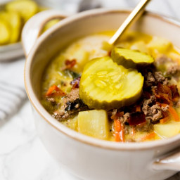 Paleo Bacon Cheeseburger Soup (AIP, Whole30, Dairy free)