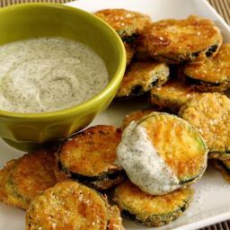 Paleo Fried Zucchini Recipe with Cool Dill Dip