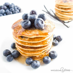 Paleo Gluten-free Blueberry Pancakes with Vanilla (Low Carb)