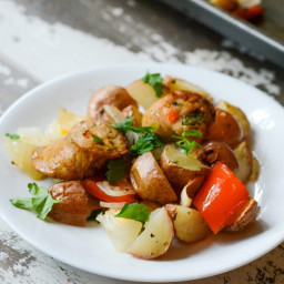 Paleo One Pan Roasted Vegetable and Sausage {gluten free}