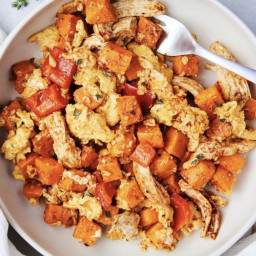 Paleo Sweet Potato Hash with Shredded Chicken and Thyme