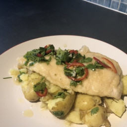 Pan fried basa fillet with a chilli and coriander salsa