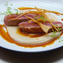 Pan-Fried Duck Breast with Parsnip Puree and Chips Recipe