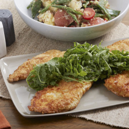Pan-Fried Francese-Style Chicken with Arugula & Green Bean-Potato Salad