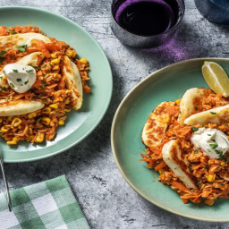 Pan-Fried Halloumi with Sweetcorn and Carrots