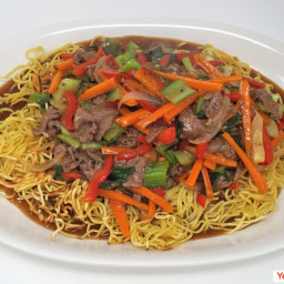Pan Fried Noodles with Beef and Vegetables