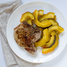 Pan-Fried Pork Chops with Maple-Roasted Acorn Squash