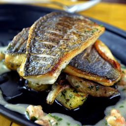 Pan Fried Sea Bass with Braised Fennel and Dill