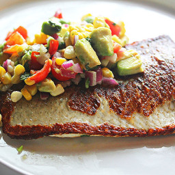 Pan-Fried Whitefish With Corn, Avocado, Lime and Basil Relish Recipe