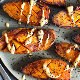 Pan-Griddled Sweet Potatoes With Miso-Ginger Sauce