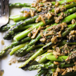 Pan-Roasted Asparagus with Herbed Browned Butter Vinaigrette and Walnuts