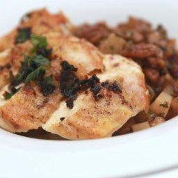 Pan Roasted Chicken Breast with Pecan and Potato Hash and Spicy Brown Butte