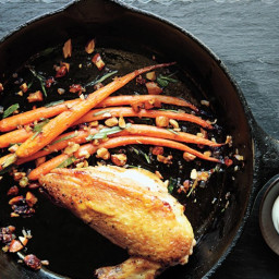 Pan-Roasted Chicken with Carrots and Almonds