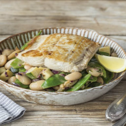 Pan-Roasted Salmon with Mustard-Butter Bean Salad