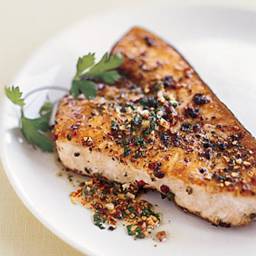 Pan-Roasted Swordfish Steaks with Mixed-Peppercorn Butter