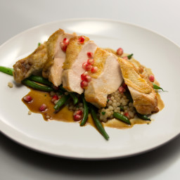 Pan-Seared Airline Chicken Breasts with Israeli Couscous, Pomegranate and H