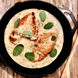 Pan-Seared Chicken in a White Wine and Sage Cream Sauce