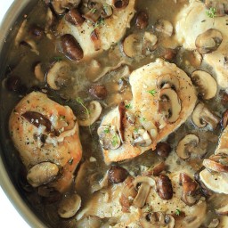 Pan Seared Chicken with a Wild Mushrooms Thyme Sauce