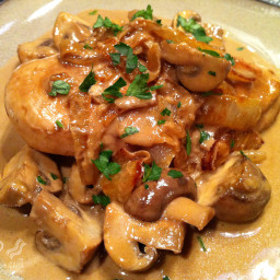 Pan-Seared Chicken with Balsamic Cream Sauce, Mushrooms and Onions