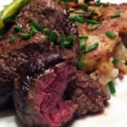 Pan-Seared Elk Venison with Rosemary Smashed Potatoes Recipe
