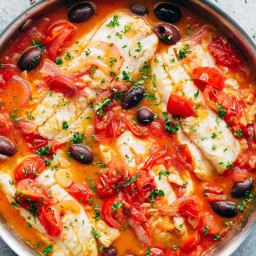 Pan Seared Fish With Tomatoes & Olives