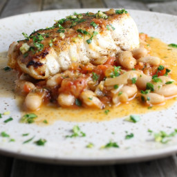 Pan Seared Halibut With White Beans And Gremolata