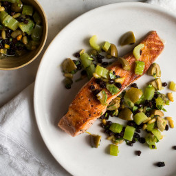 Pan-Seared Salmon With Celery, Olives and Capers