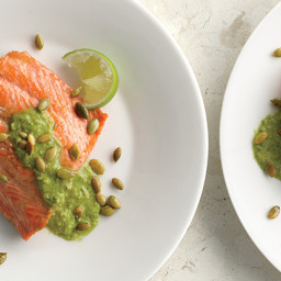 Pan-Seared Salmon with Pumpkin Seed-Cilantro Pesto
