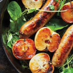 Pan-Seared Sausage with Lady Apples and Watercress