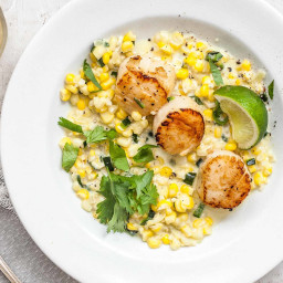 Pan Seared Scallops with Sweet Corn and Chiles