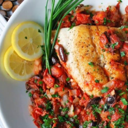 Pan Seared Snapper with Spicy Tomato and Herb Sauce