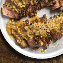 Pan-Seared Steak with Mustard Seeds, Black Pepper, and Rosemary