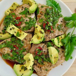 Pan-Seared Tuna with Avocado, Soy, Ginger and Lime