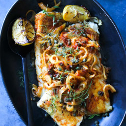 Pan-Seared White Fish with Harissa-Fennel and Capers
