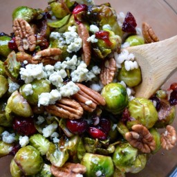 PAN-SEARED BRUSSELS SPROUTS WITH CRANBERRIES and PECANS