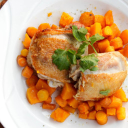 Pan-Seared Chicken Thighs With Butternut Squash and Carrots