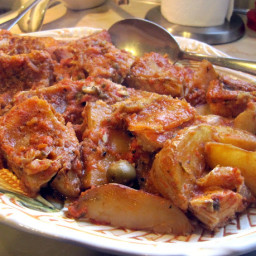 Pan Simmered Whole Dried Cod With Tomatoes and Potatoes (Pesce Stocco or St