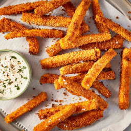 Panko-Crusted Butternut Squash Fries with Creamy Feta Dipping Sauce
